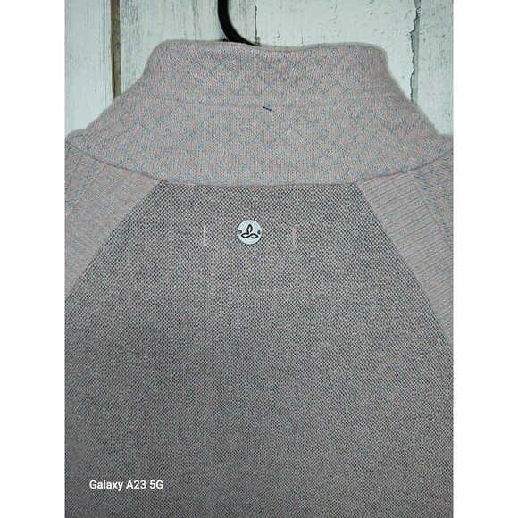 Prana Pink Raglan Sleeve Wool Blend Snap Mock Neck Pullover Sweater Size M - Picture 5 of 10